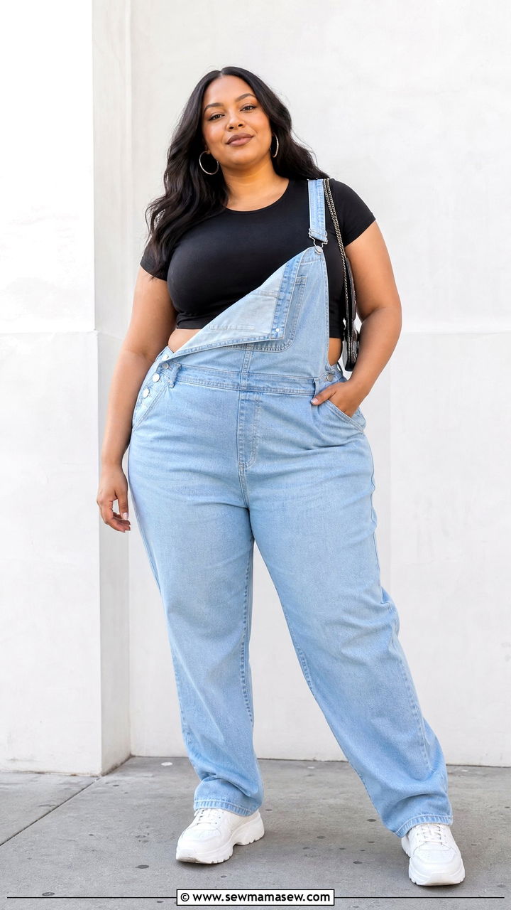 Plus Size Overalls With Crop Top - 20 plus size overalls outfit ideas