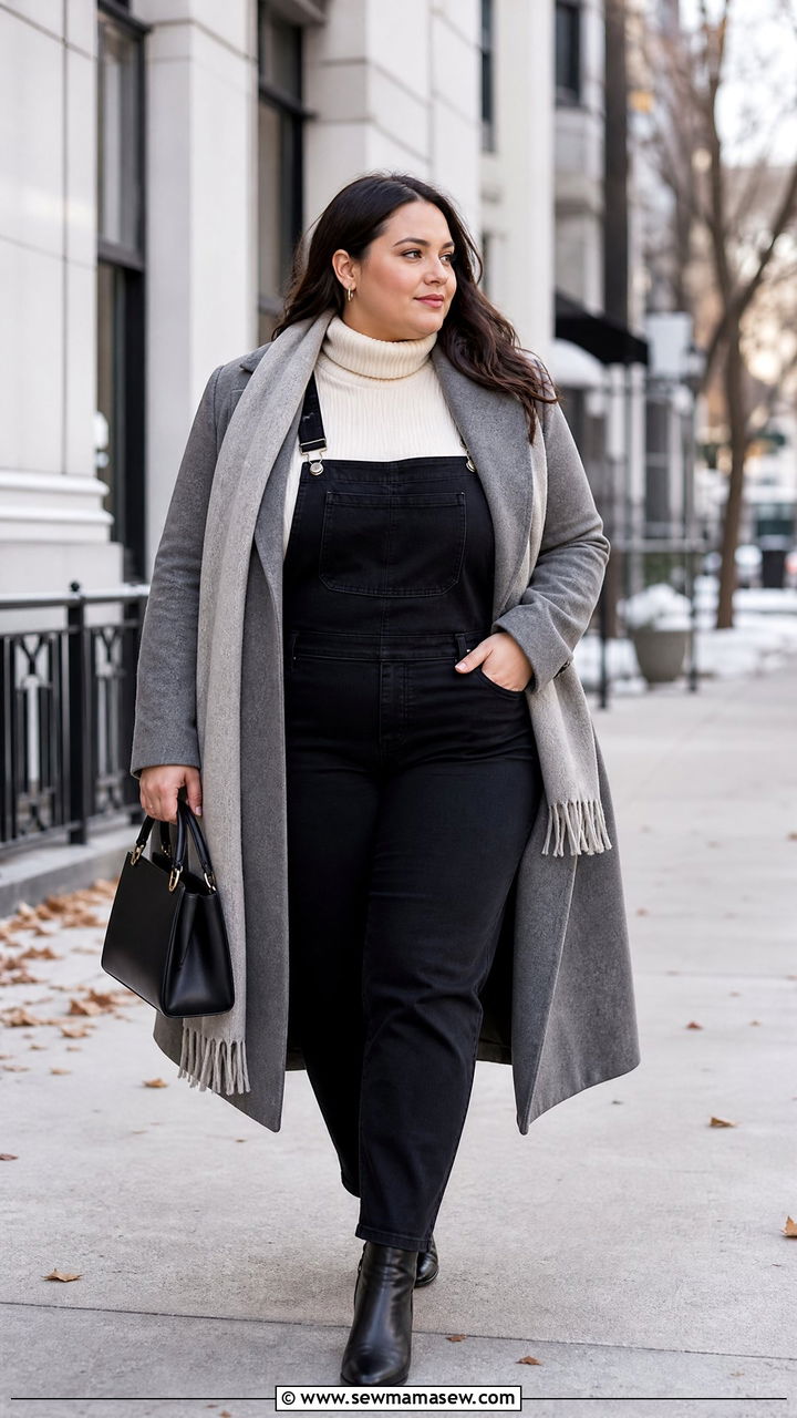 Plus Size Overalls With Turtleneck - 20 plus size overalls outfit ideas