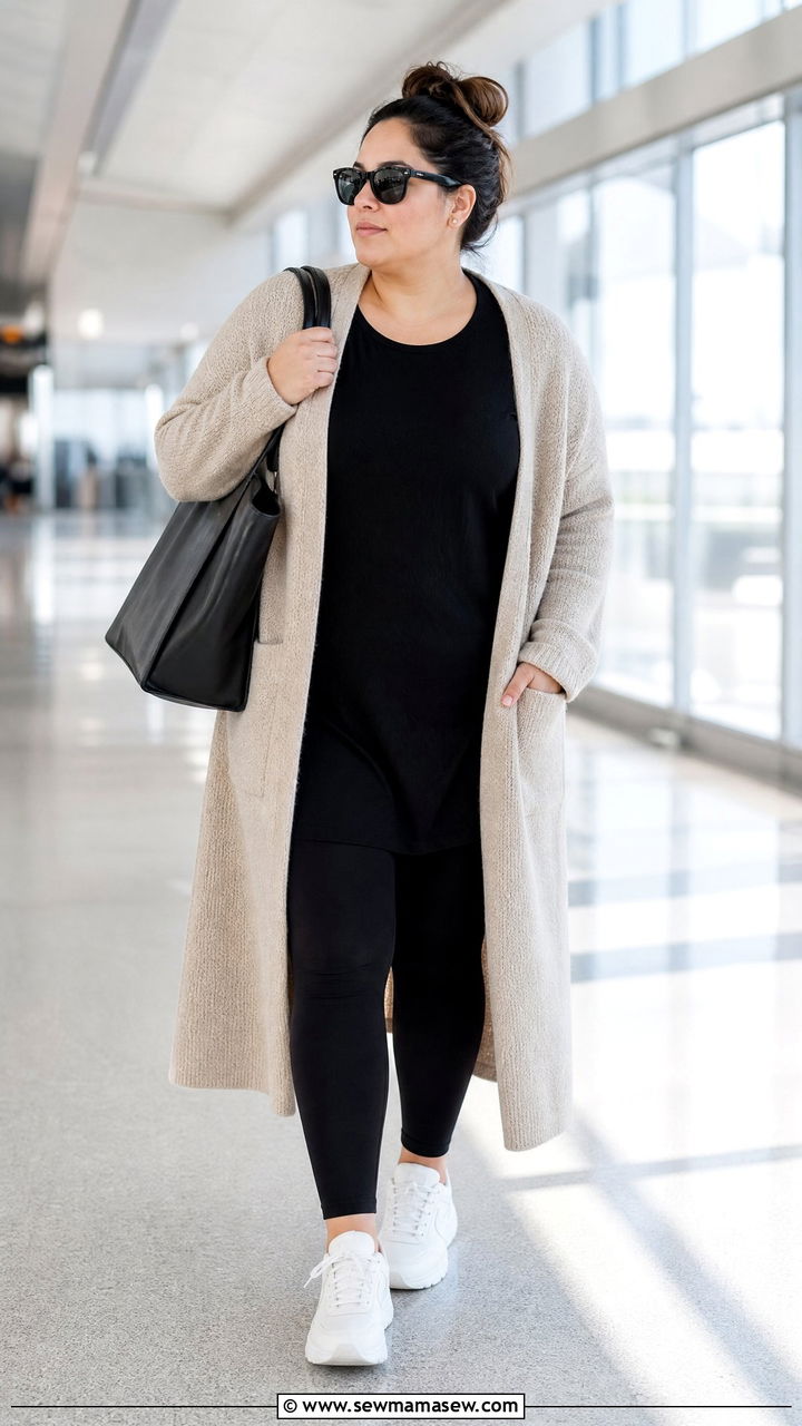 Plus Size Oversized Cardigan With Leggings - 20 plus size oversized cardigan outfit ideas