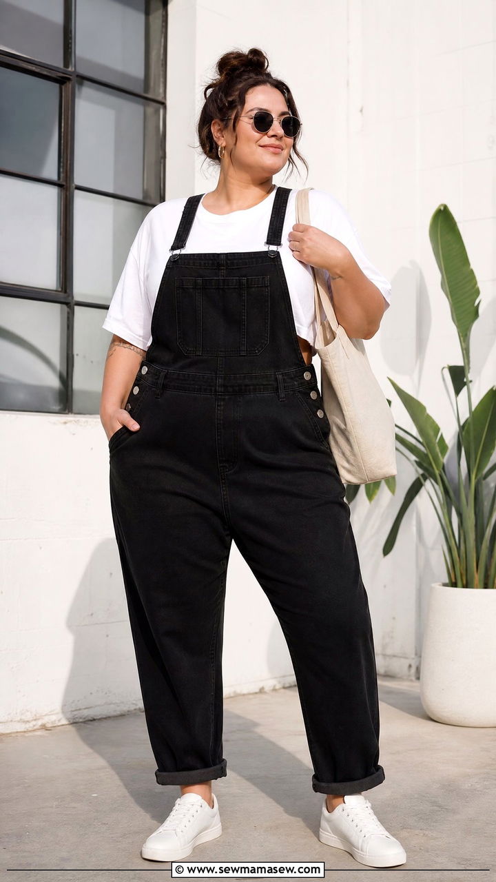 Plus Size Oversized Crop Top With Overalls - 20 plus size oversized crop top outfit ideas