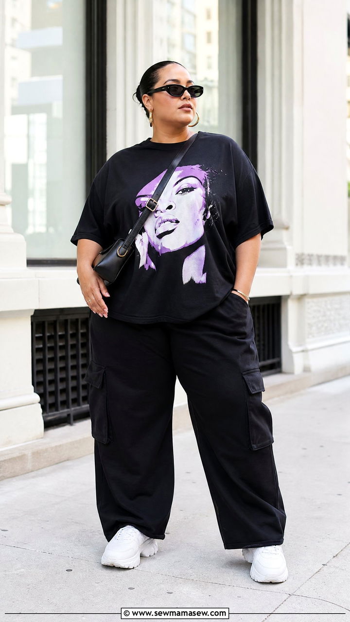 Plus Size Oversized Graphic Tee Outfit - 20 plus size streetwear top outfit ideas