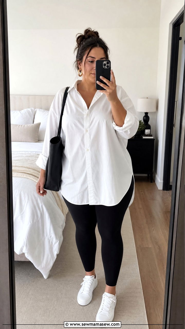 Plus Size Oversized Shirt Outfit - 20 plus size casual top outfit ideas