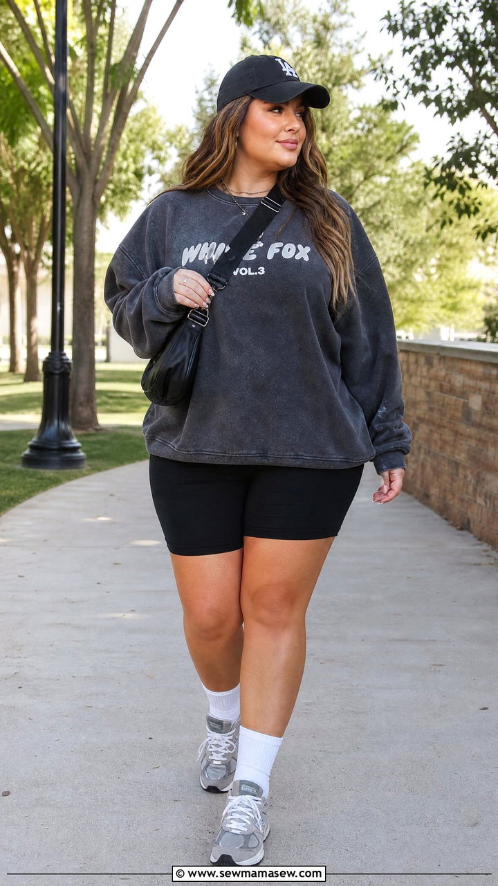 Plus Size Oversized Sweatshirt Outfit - 20 plus size streetwear top outfit ideas