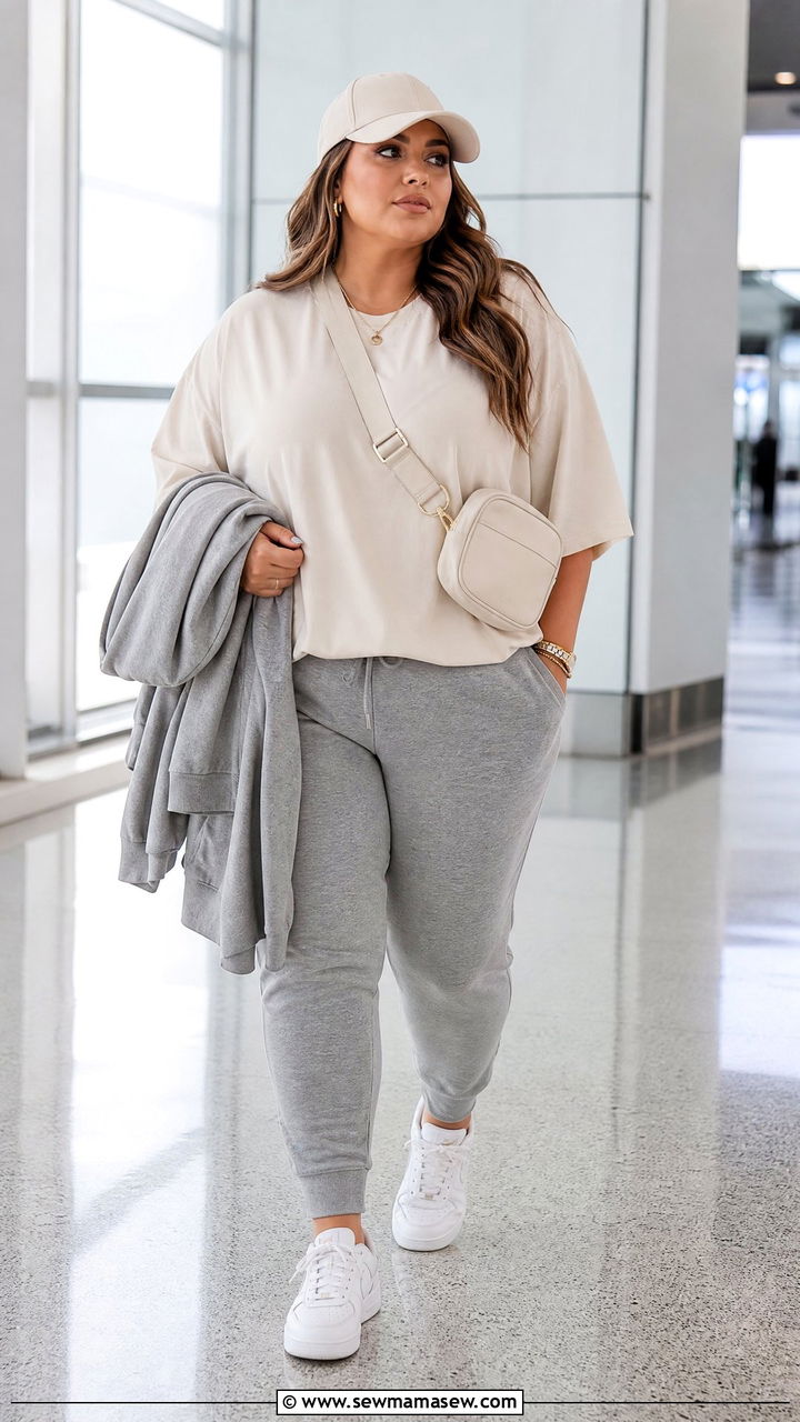 Plus Size Oversized T Shirt With Joggers - 20 plus size oversized t shirt outfit ideas