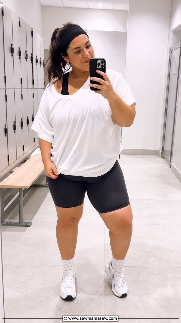 Plus Size Oversized Tee Gym Outfit - 20 plus size gym outfit ideas