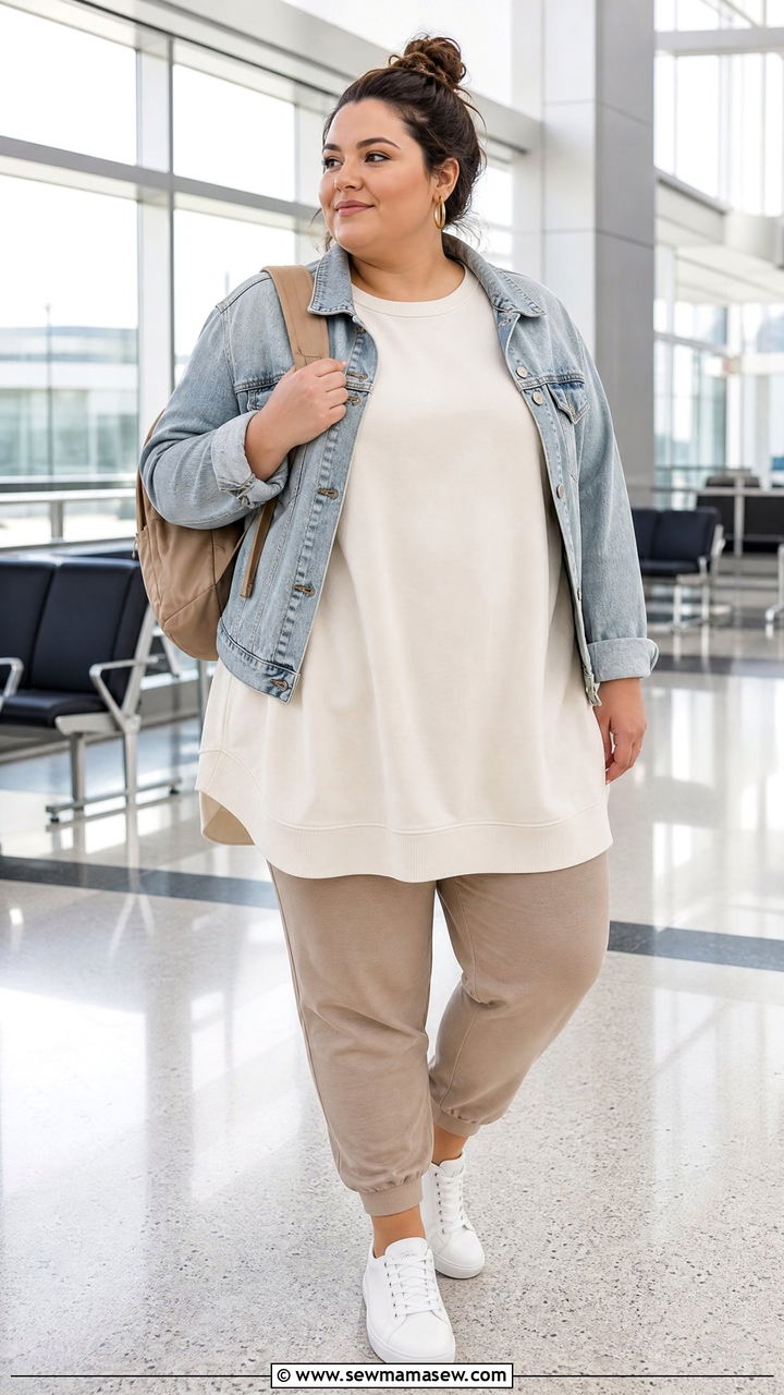 Plus Size Oversized Tunic With Joggers - 20 plus size oversized tunic outfit ideas