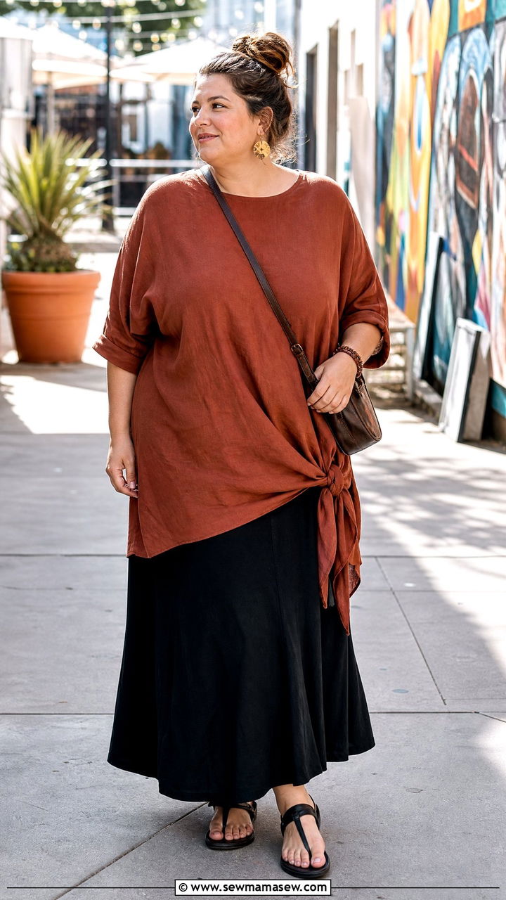 Plus Size Oversized Tunic With Maxi Skirt - 20 plus size oversized tunic outfit ideas