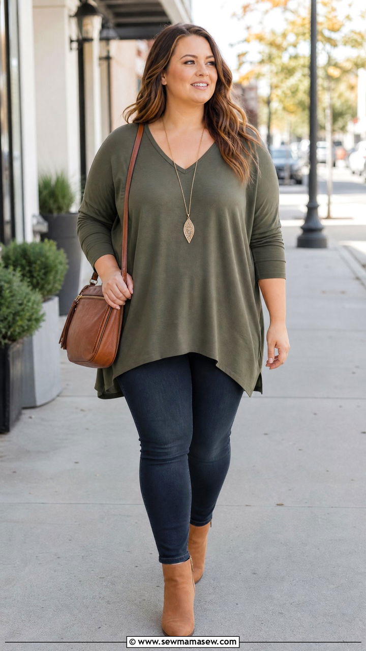 Plus Size Oversized Tunic With Skinny Jeans - 20 plus size oversized tunic outfit ideas