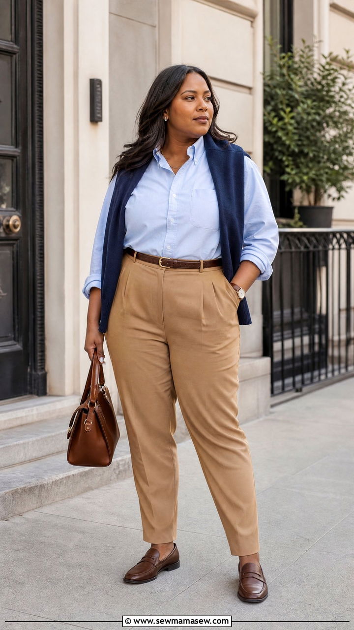 Plus Size Oxford Shirt Outfit - 20 plus size preppy top outfit ideas