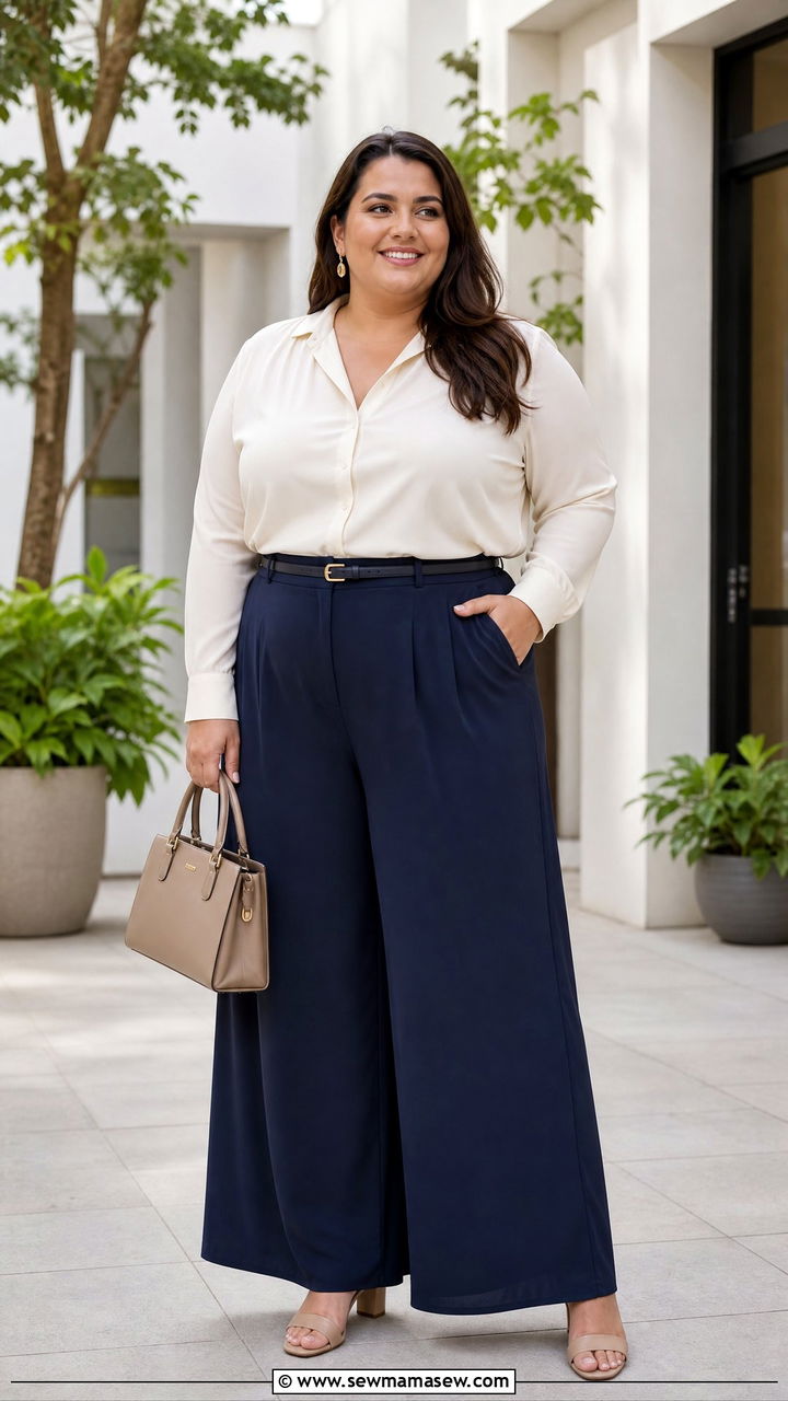 Plus Size Palazzo Pants And Blouse Outfit - 20 effortless plus size outfit ideas
