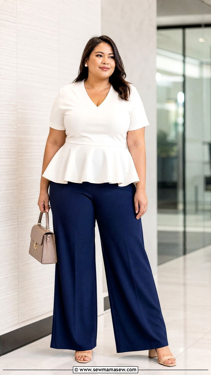 Plus Size Palazzo Pants With Peplum Top - 20 plus size palazzo pants outfit ideas