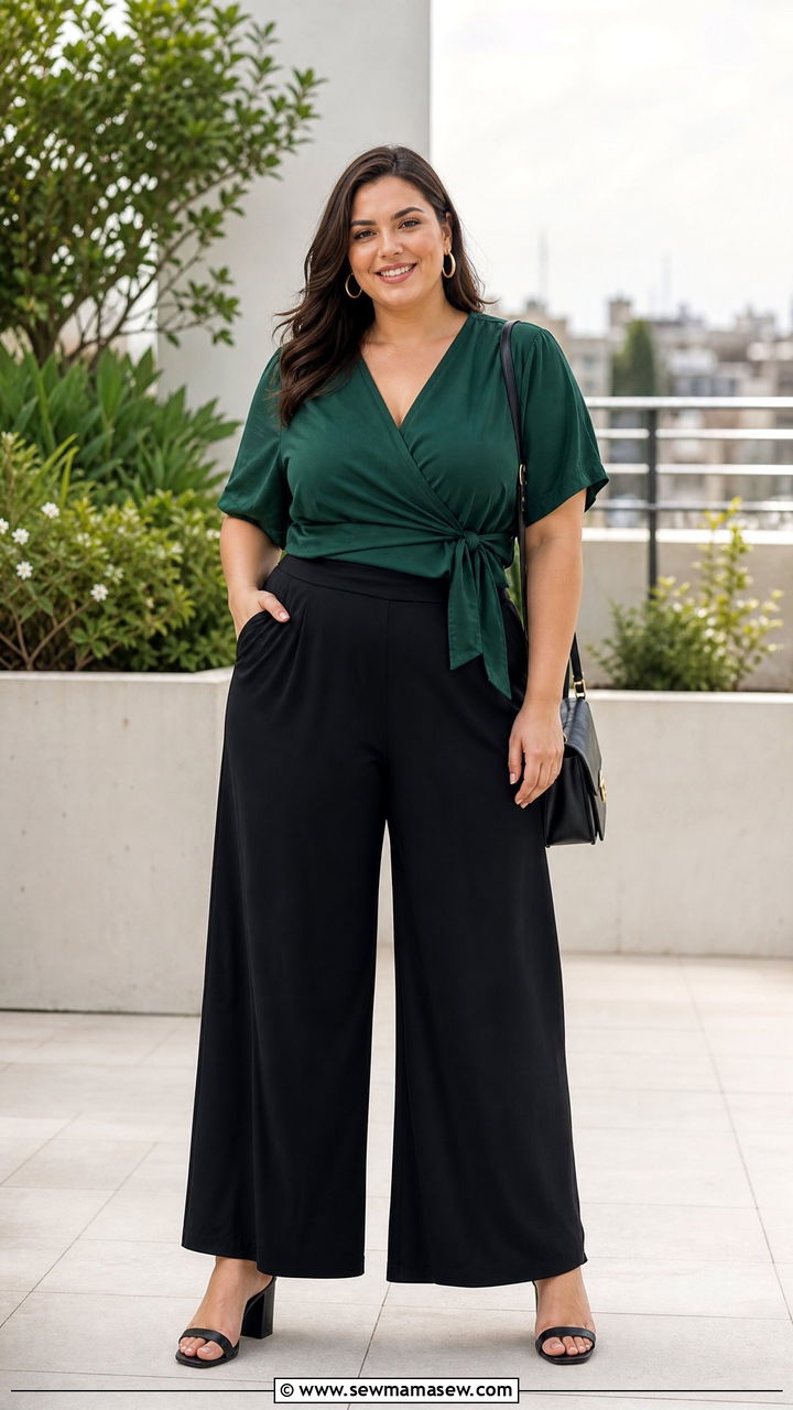Plus Size Palazzo Pants With Wrap Top - 20 plus size palazzo pants outfit ideas