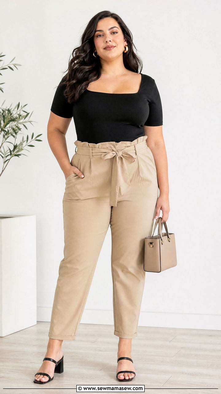 Plus Size Paperbag Pants Outfit - 20 plus size outfits to accentuate waist