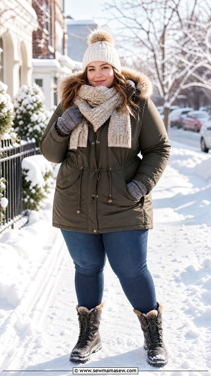 Plus Size Parka With Boots And Thermal Layers - 20 plus size winter outfit ideas with boots