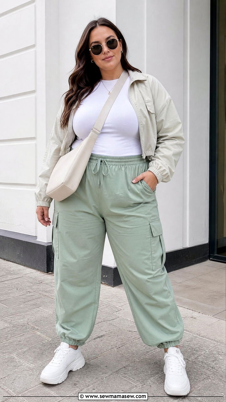 Plus Size Pastel Cargo Pants Outfit - 20 plus size pastel outfit ideas