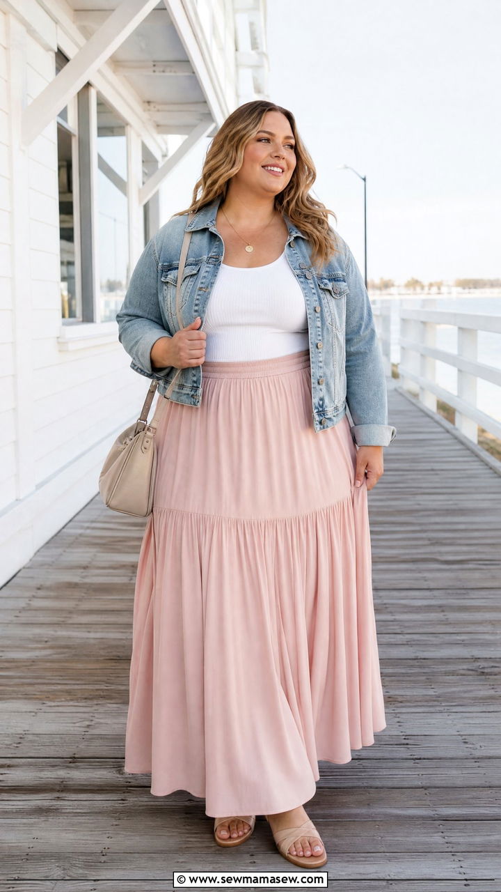 Plus Size Pastel Maxi Skirt Outfit - 20 plus size pastel outfit ideas