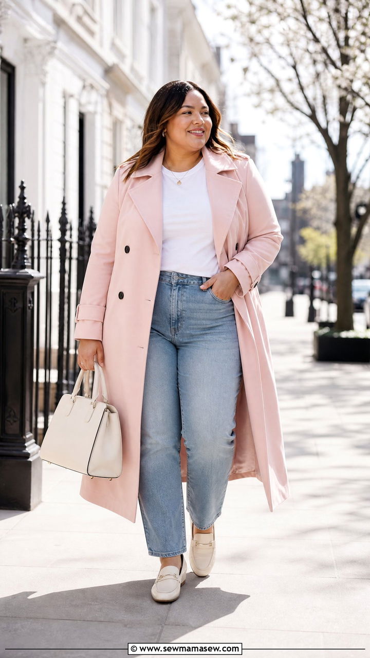 Plus Size Pastel Trench Coat Outfit - 20 plus size pastel outfit ideas