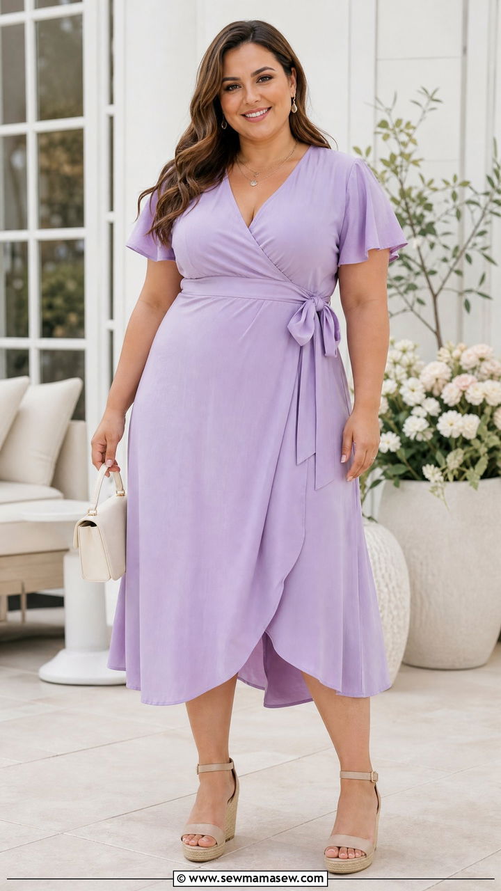 Plus Size Pastel Wrap Dress Outfit - 20 plus size pastel outfit ideas