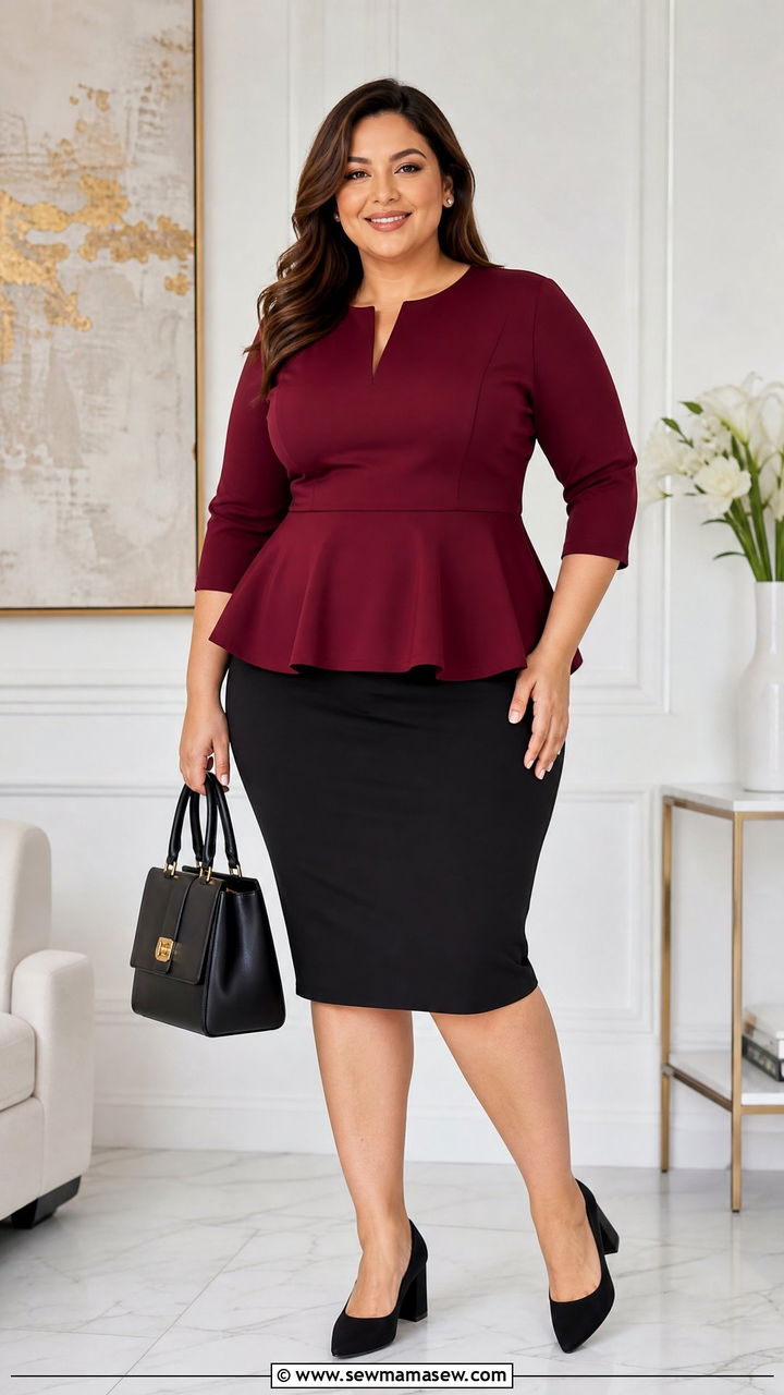 Plus Size Peplum Blouse With Pencil Skirt - 20 plus size peplum blouse outfit ideas