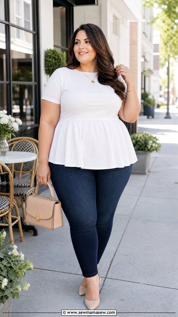 Plus Size Peplum Top Brunch Outfit - 20 plus size brunch top outfit ideas