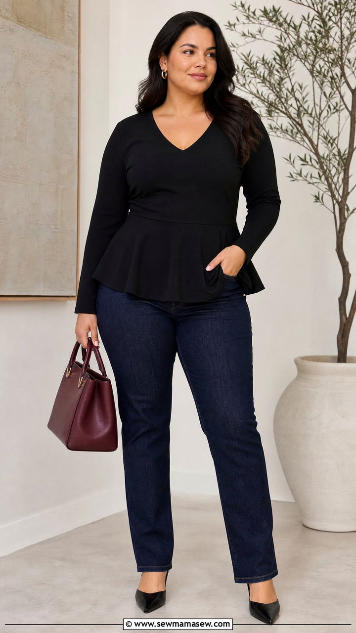 Plus Size Peplum Top Outfit - 20 slimming plus size outfit ideas