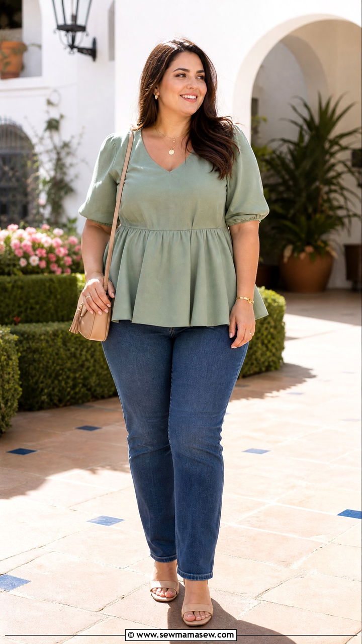 Plus Size Peplum Top Outfit - 20 plus size casual top outfit ideas