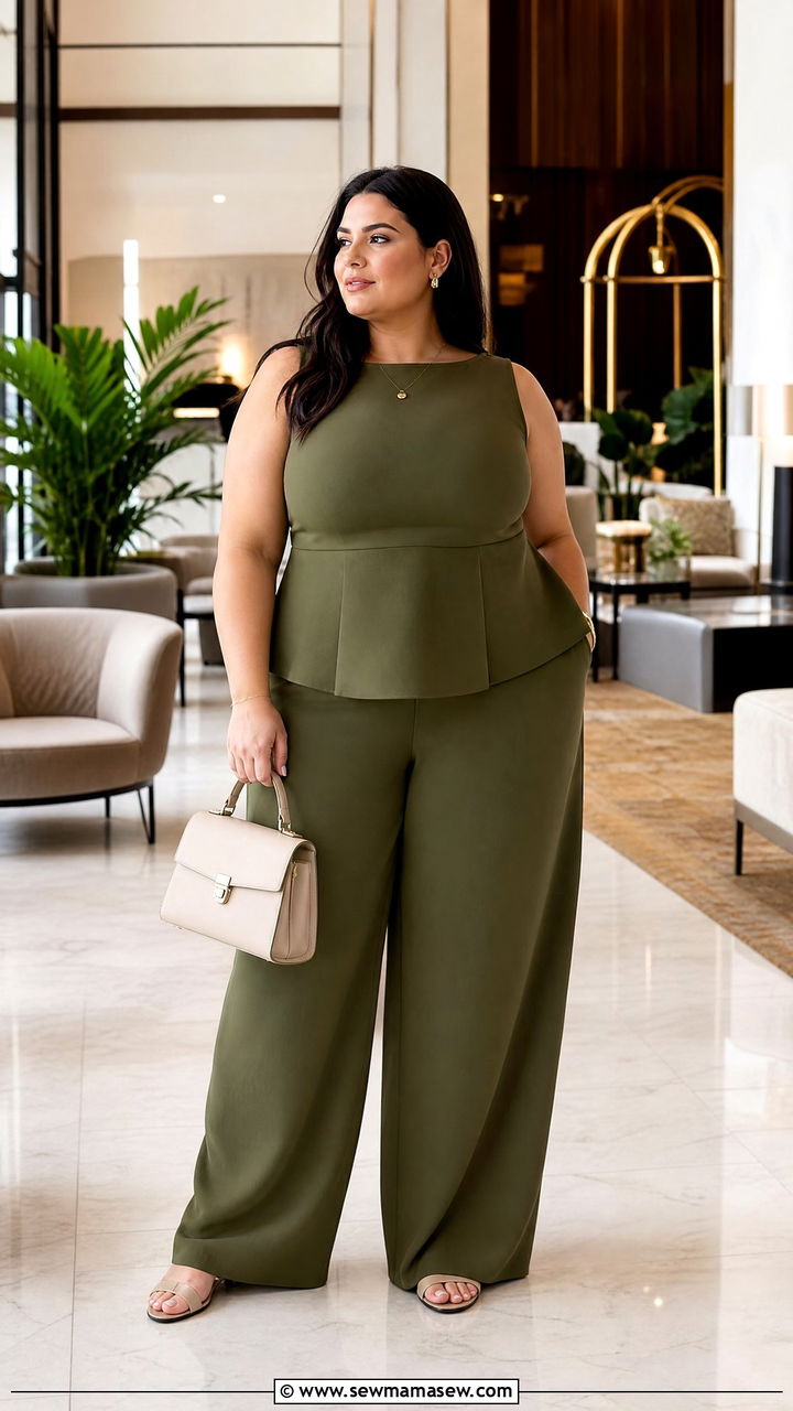 Plus Size Peplum Top With Matching Pants - 20 plus size peplum top outfit ideas