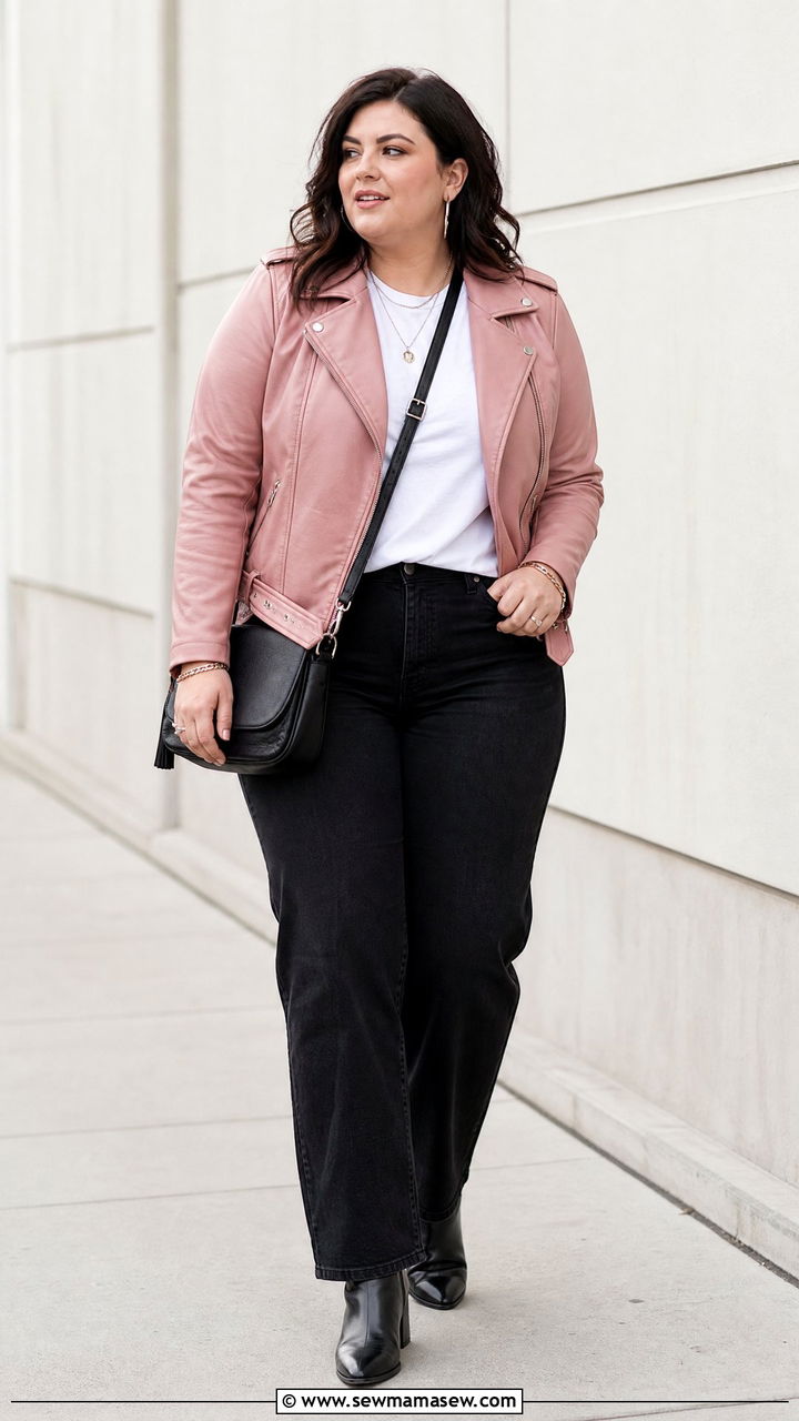 Plus Size Pink Leather Jacket Outfit - 20 plus size pink outfit ideas
