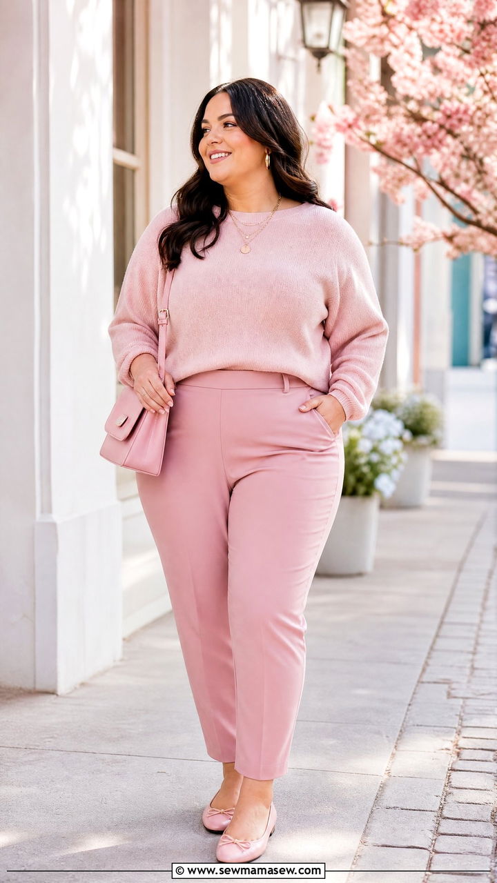 Plus Size Pink Monochrome Outfit - 20 plus size monochrome outfit ideas