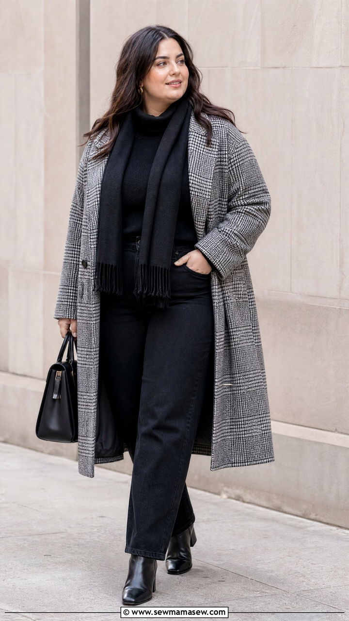 Plus Size Plaid Coat Outfit - 20 plus size winter coat outfit ideas