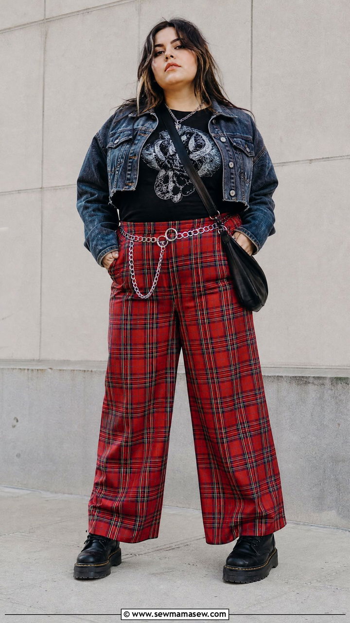 Plus Size Plaid Pants Grunge Top Outfit - 20 plus size grunge top outfit ideas