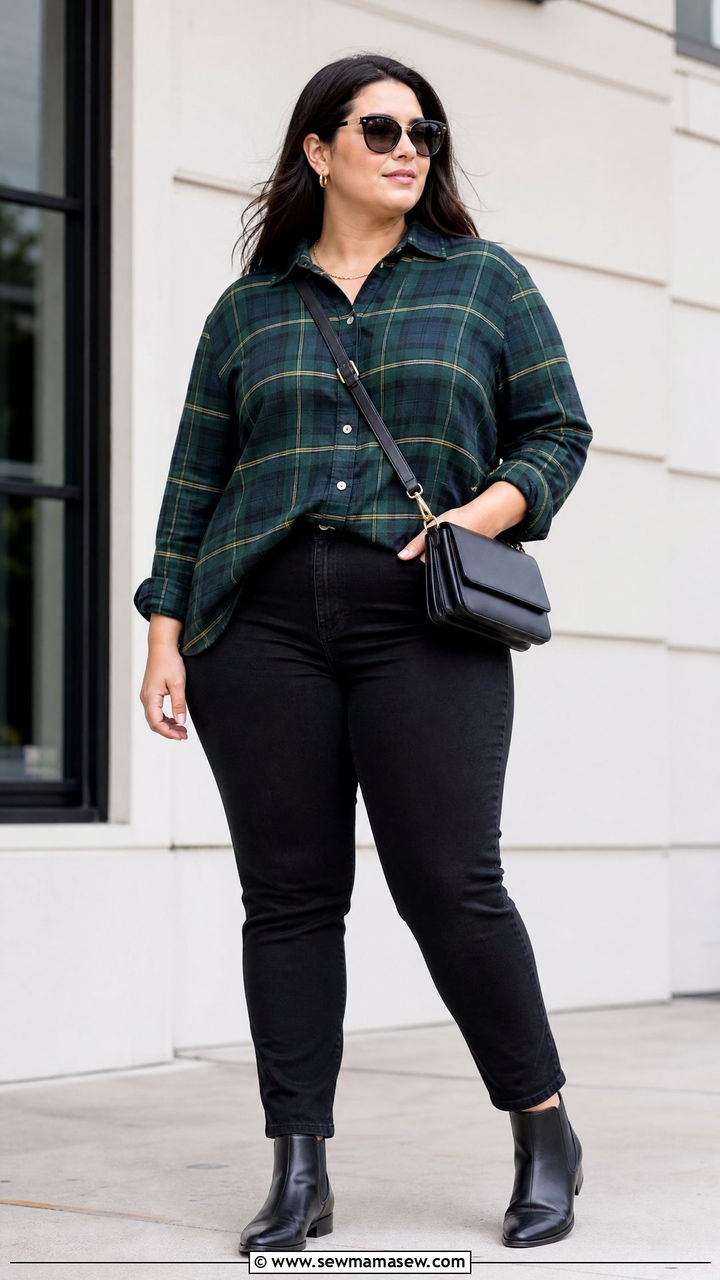 Plus Size Plaid Shirt With Black Jeans - 20 plus size plaid shirt outfit ideas