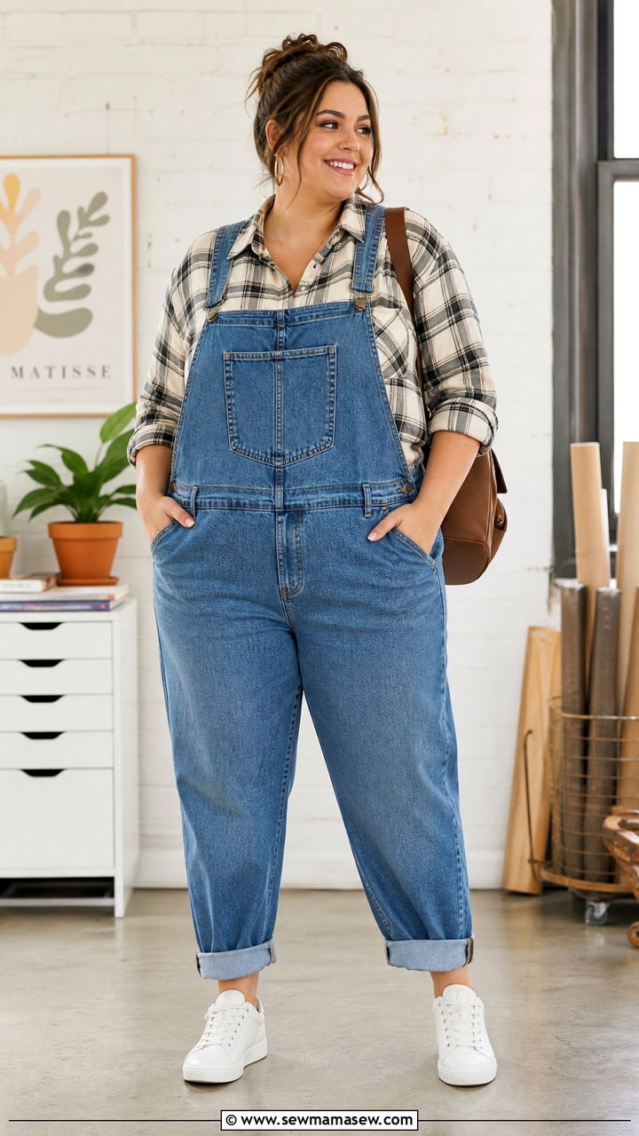 Plus Size Plaid Shirt With Overalls - 20 plus size plaid shirt outfit ideas