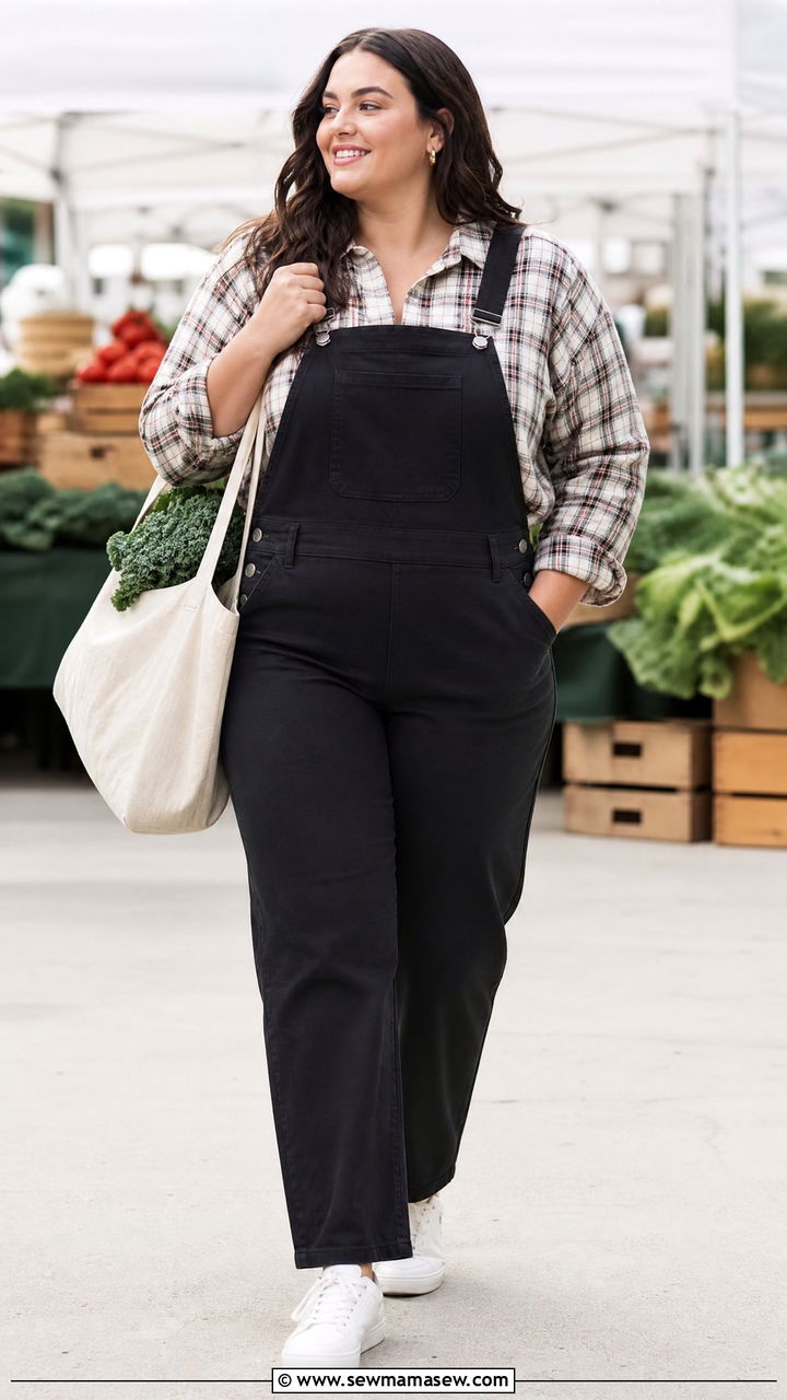 Plus Size Plaid Top With Overalls - 20 plus size plaid top outfit ideas