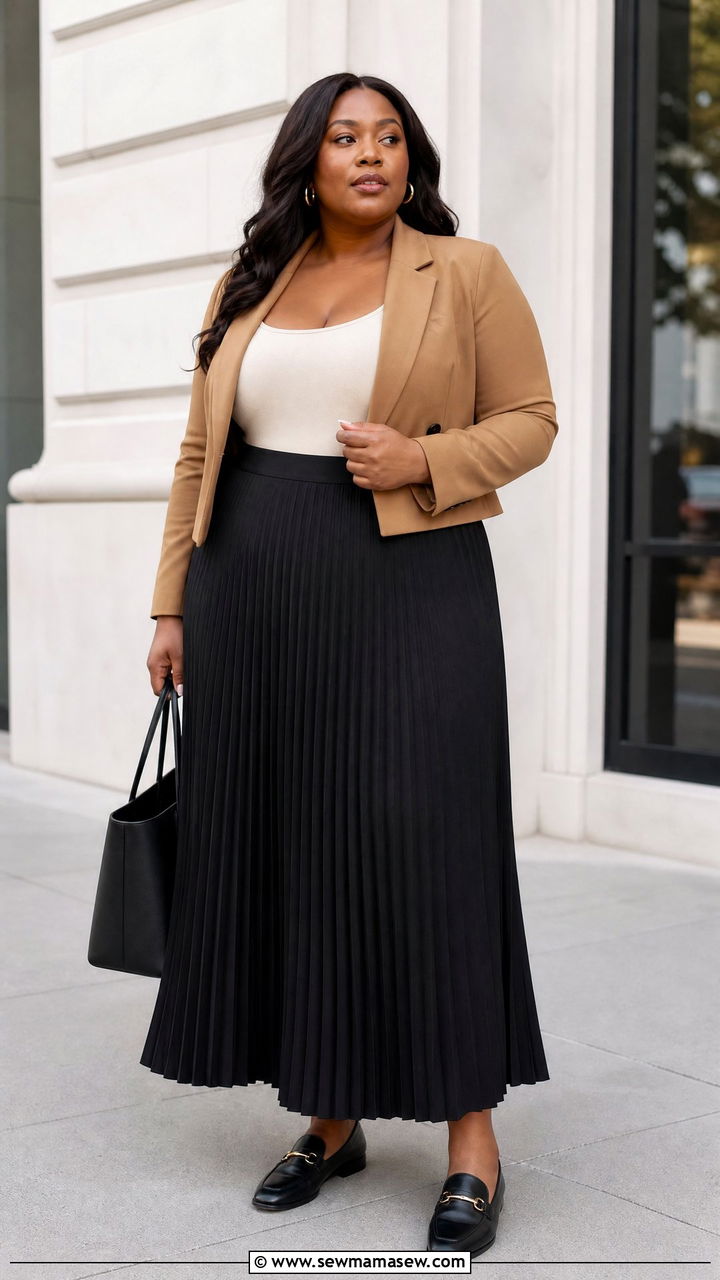 Plus Size Pleated Maxi Skirt Outfit - 20 plus size maxi skirt outfit ideas