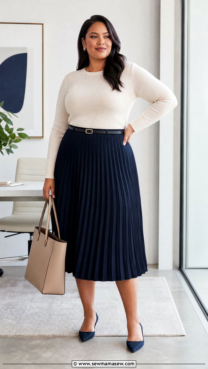 Plus Size Pleated Midi Skirt Outfit - 20 plus size midi skirt outfit ideas
