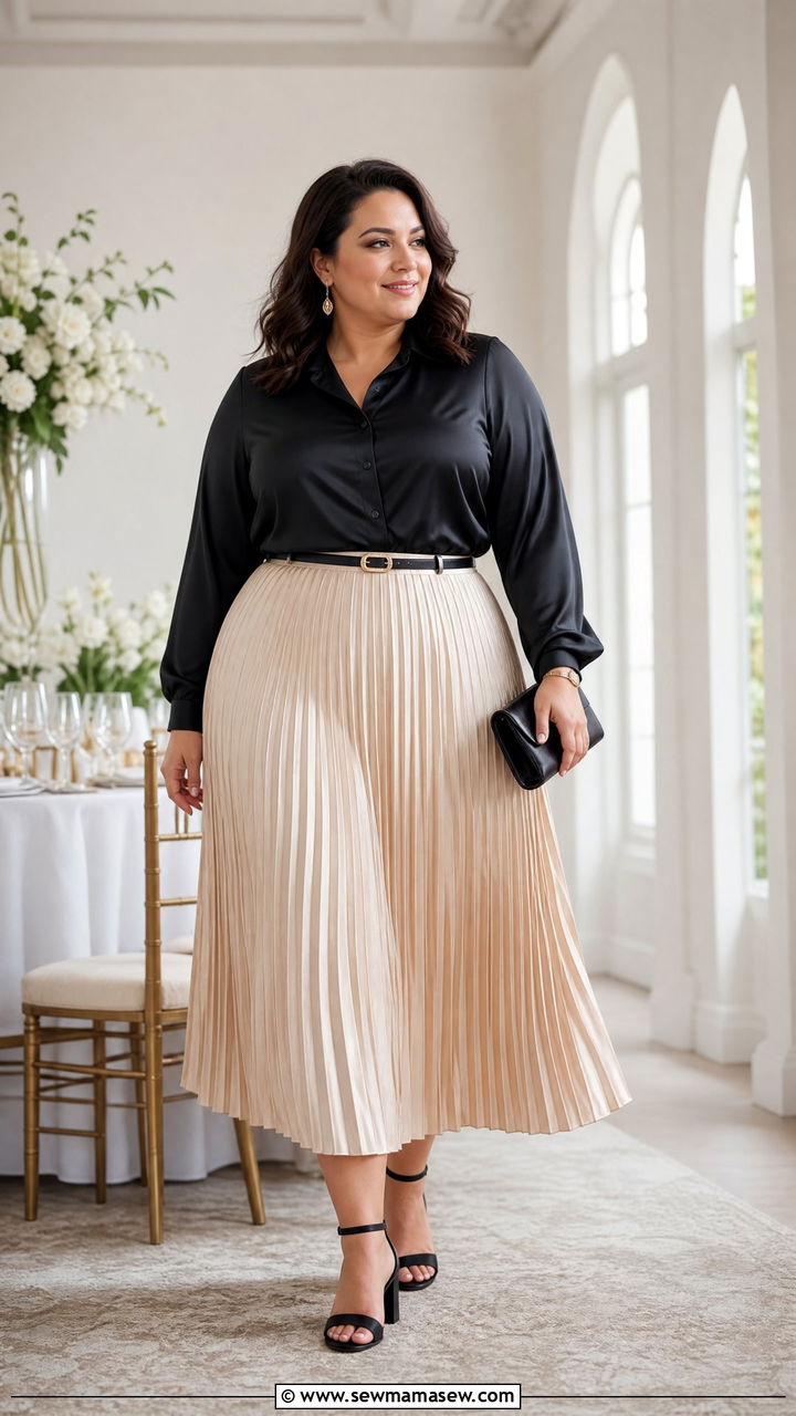 Plus Size Pleated Skirt And Dressy Top Outfit - 20 plus size dressy top outfit ideas