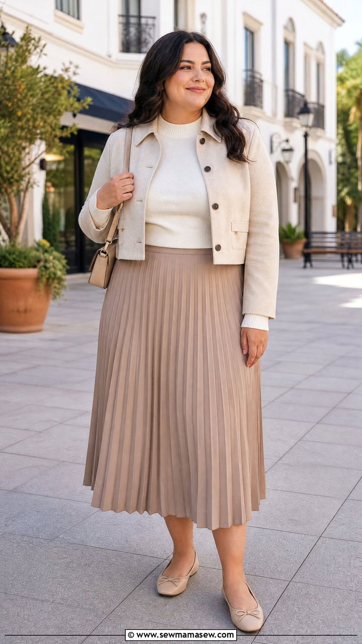 Plus Size Pleated Skirt Outfit - 20 plus size outfits for thick thighs