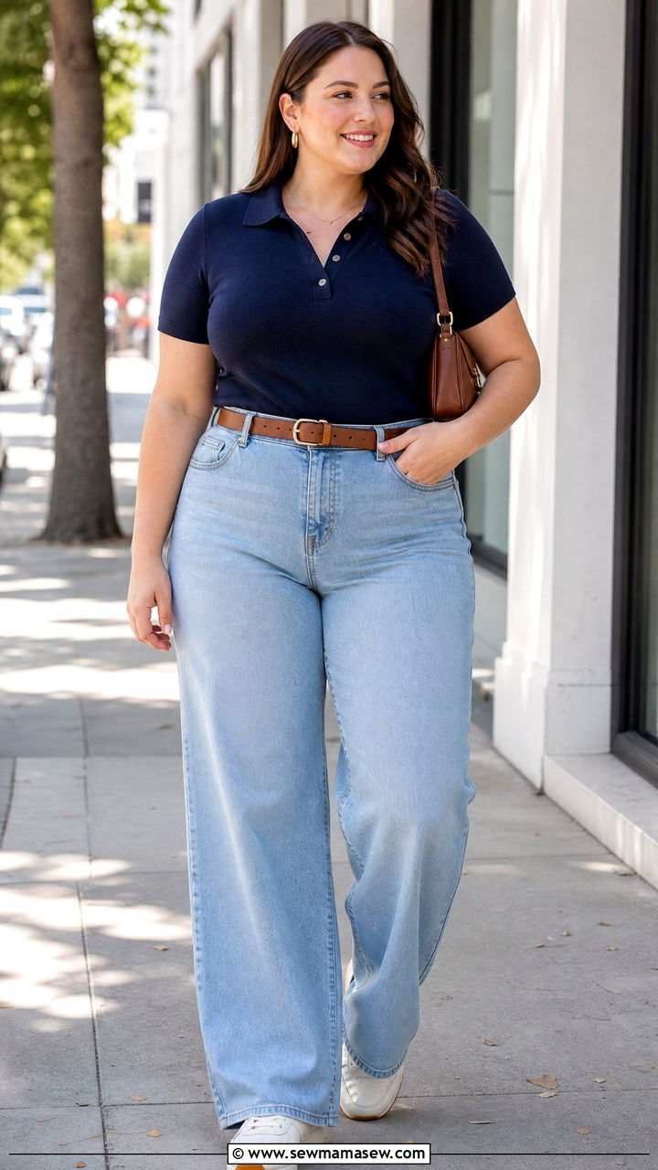 Plus Size Polo Top Outfit - 20 plus size casual top outfit ideas