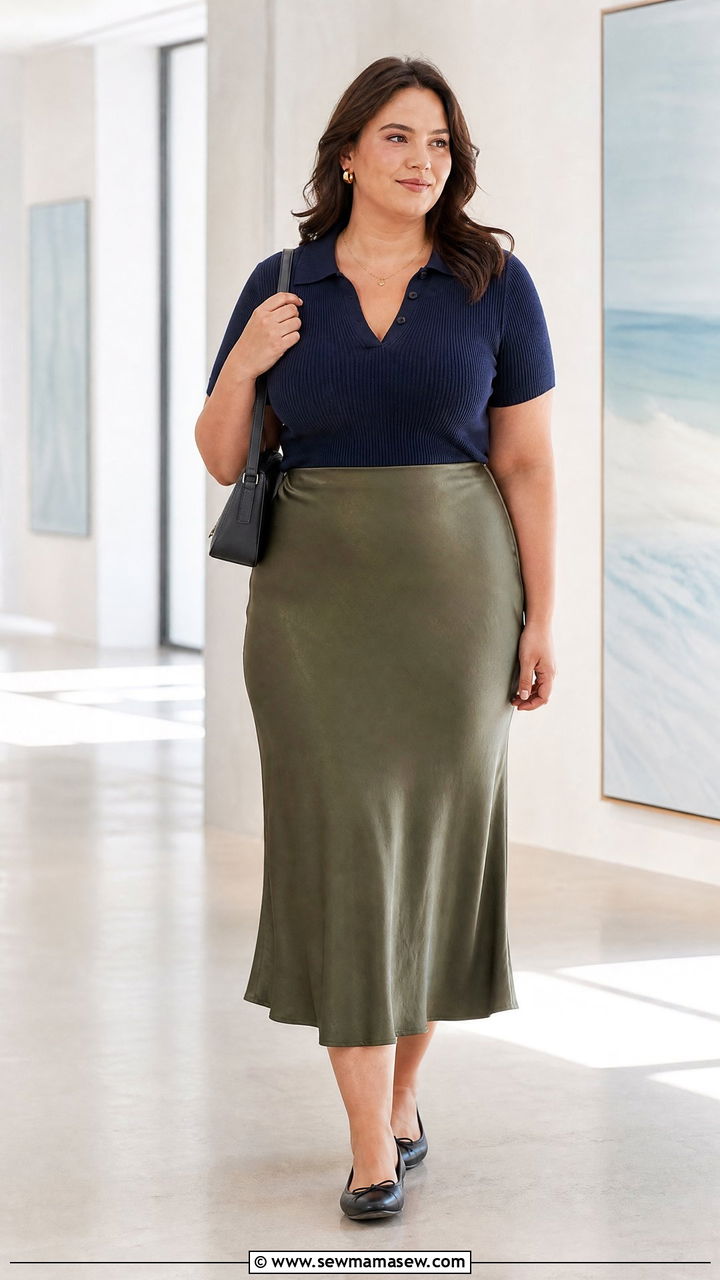 Plus Size Polo Top With Slip Skirt - 20 plus size polo top outfit ideas