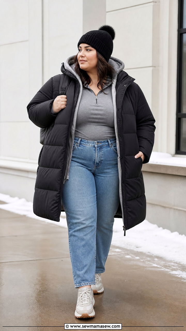 Plus Size Puffer Jacket Winter Outfit - 20 plus size layered winter outfits