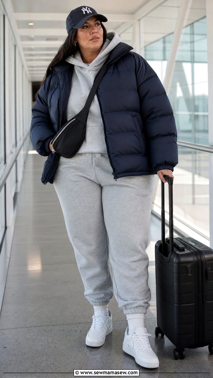 Plus Size Puffer Jacket With Joggers - 20 plus size puffer jacket outfit ideas