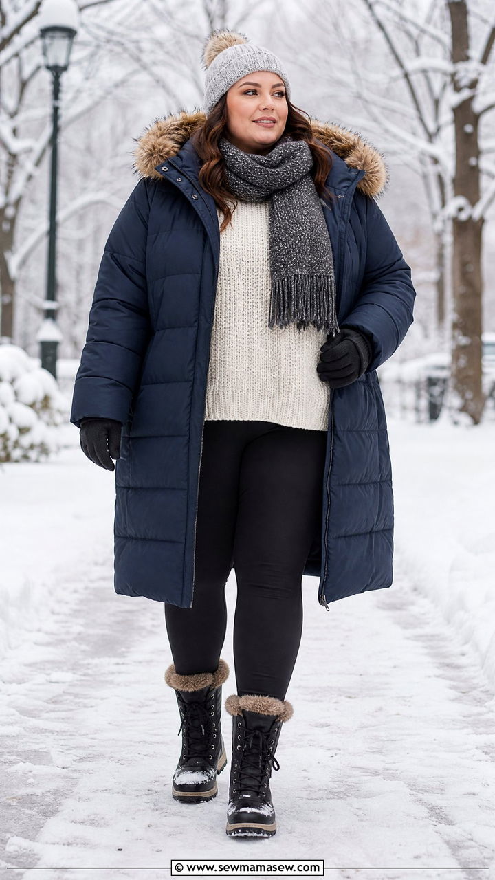 Plus Size Puffer Jacket With Snow Boots - 20 plus size puffer jacket outfit ideas