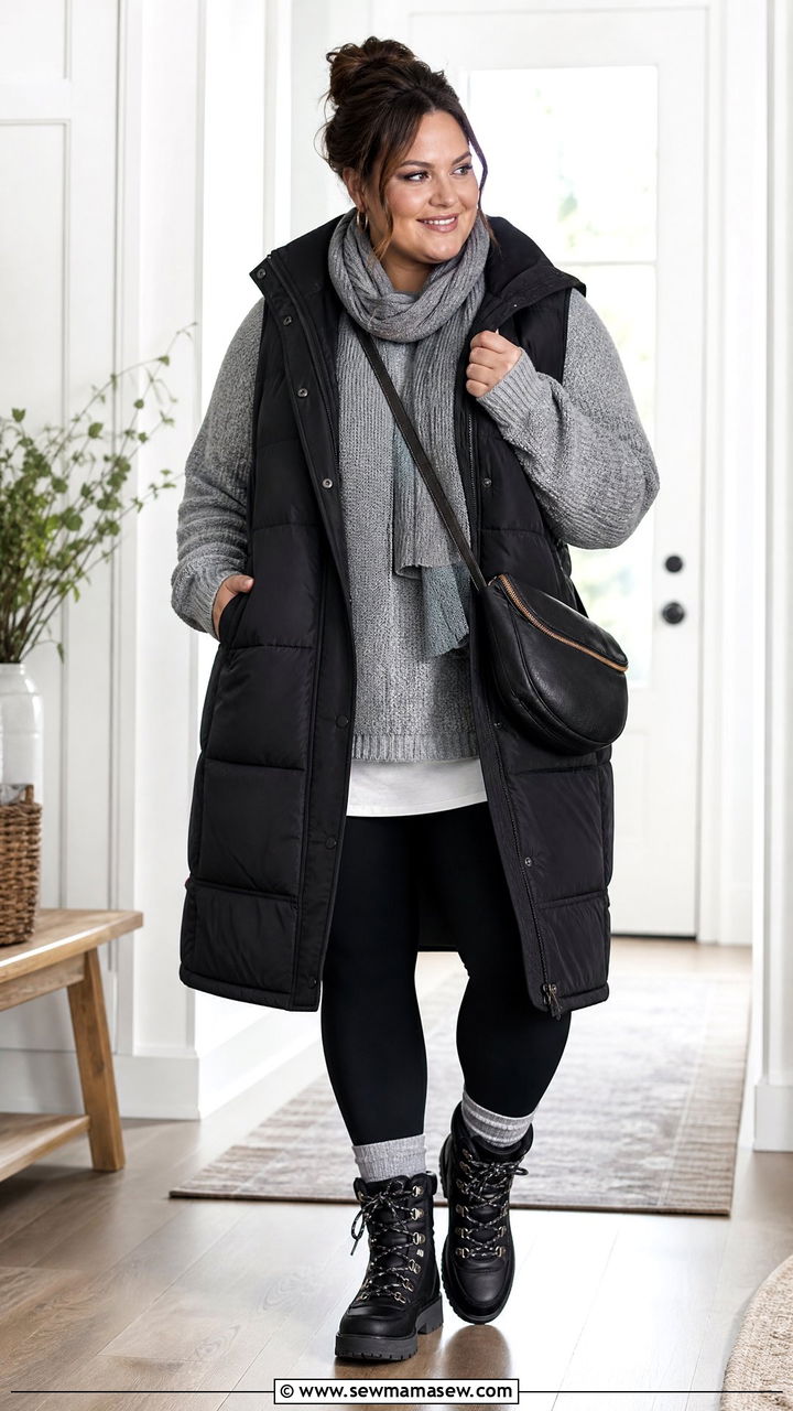 Plus Size Puffer Vest Coat Outfit - 20 plus size winter coat outfit ideas