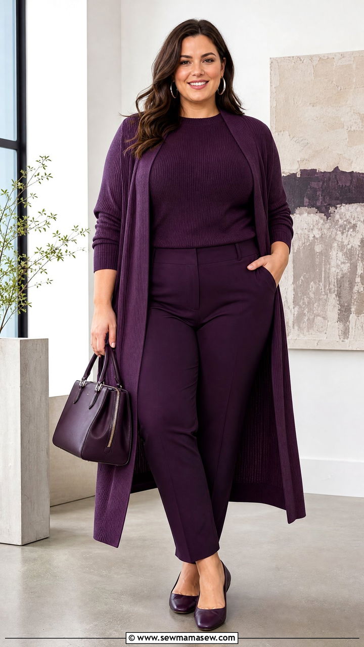 Plus Size Purple Monochrome Outfit - 20 plus size monochrome outfit ideas
