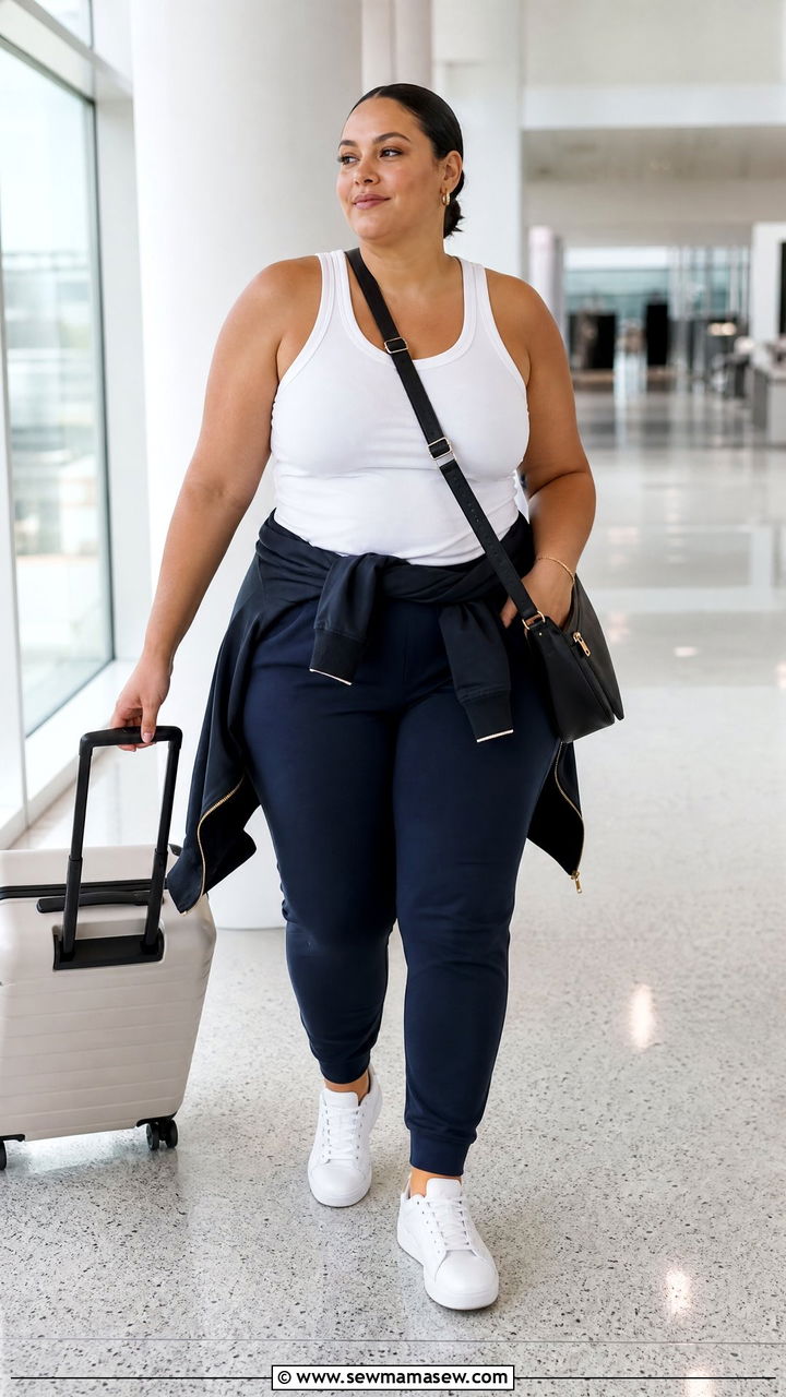 Plus Size Racerback Tank Top With Joggers - 20 plus size racerback tank top outfit ideas