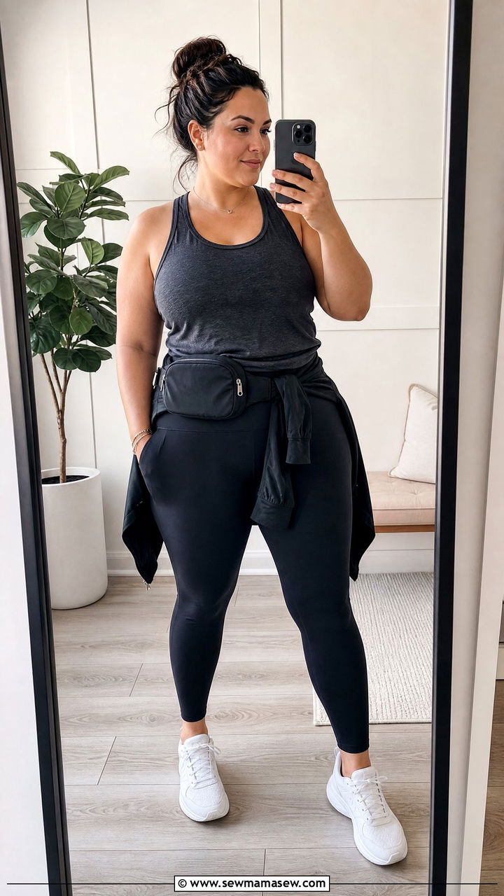 Plus Size Racerback Tank Top With Leggings - 20 plus size racerback tank top outfit ideas