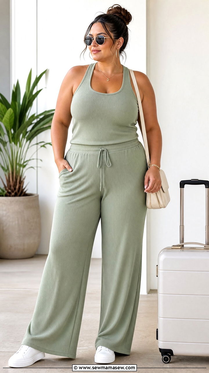 Plus Size Racerback Tank Top With Matching Set - 20 plus size racerback tank top outfit ideas