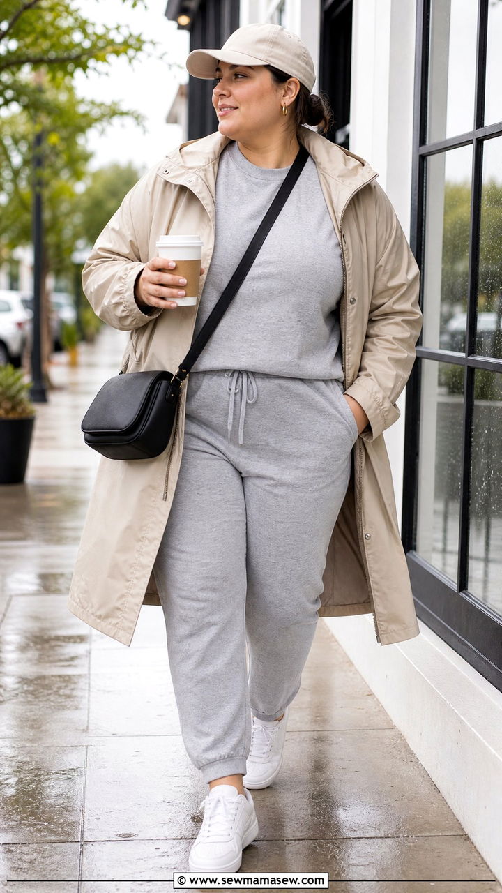 Plus Size Raincoat With Matching Lounge Set - 20 plus size raincoat outfit ideas