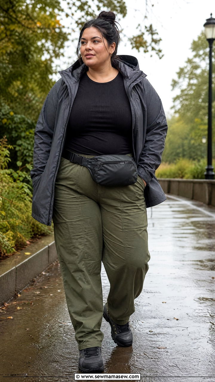 Plus Size Raincoat With Utility Pants - 20 plus size raincoat outfit ideas